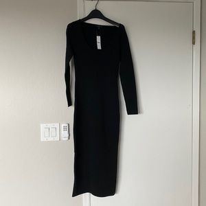 Black J Crew knit dress.